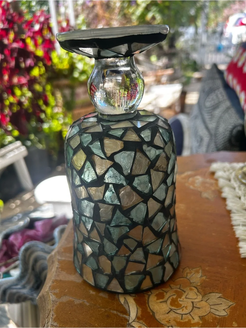 Vintage Mosaic Glass Accent Candle Holder